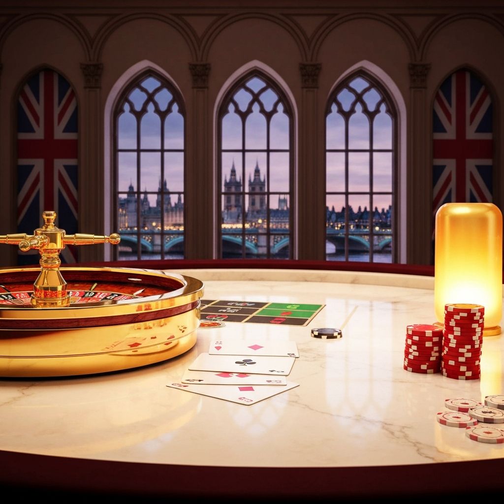 Luxury UK casino — roulette wheel and playing cards